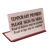 Bar Top Signs - Any wording, Lightweight black acrylic
- Easily removed when not required