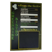 Changeable Slat Menu Board - Removable slats allow easy changing of menu, lines and prices - Size and wording to suit your situation - Chalk board area optional